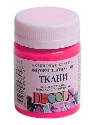 Флуоресцентная акриловая краска для росписи ткани DECOLA розовая