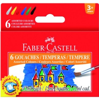 Гуаш темперна Faber Castell 6 кольорів по 15 мл