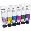 Художні акрилові фарби з блискітками Art Rangers Acrylic glitter 6 кольорів у тубах по 75ml