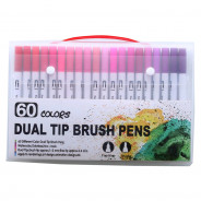 Набір двосторонніх маркерів FineLiner / Brush Markers Pens 60 кольорів