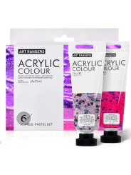 Художні акрилові фарби з блискітками Art Rangers Acrylic glitter 6 кольорів у тубах по 75ml