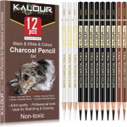 Професійні вугільні кольорові олівці KALOUR набір 12 штук