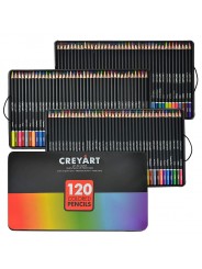 Подарунковий набір кольорових олівців в металевій коробці (120 кольорів)