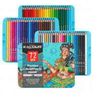 Преміум-набір кольорових масляних олівців KALOUR 72 кольори в металевій коробці