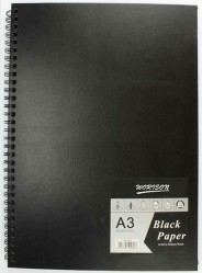 Альбом для ескізів і замальовок на спіралі, чорні листи, А3, 60 аркушів