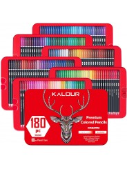 Професійні кольорові олівці з грифелем на масляній основі KALOUR 180 кольорів в металевій коробці