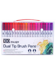 Набір двосторонніх маркерів FineLiner / Brush Markers Pens 100 кольорів