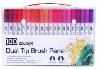 Набір двосторонніх маркерів FineLiner / Brush Markers Pens 100 кольорів