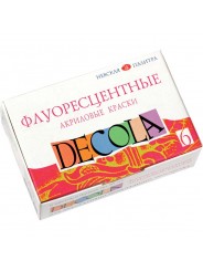 Набір флуоресцентних акрилових фарб Decola 6 кольорів
