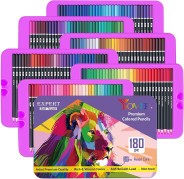 Кольорові олівці преміум-класу YOVER з м`яким грифелем, 180 кольорів у металевій коробці