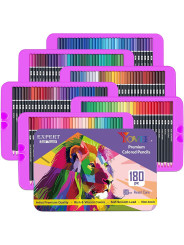 Кольорові олівці преміум-класу YOVER з м`яким грифелем, 180 кольорів у металевій коробці