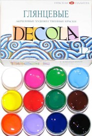 Набор акриловых красок `Decola` глянцевый 12 цветов