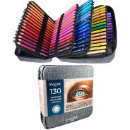Кольорові олівці преміум-класу EVAZAR з м`яким грифелем 130 кольорів у нейлоновій сумці