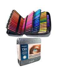 Кольорові олівці преміум-класу EVAZAR з м`яким грифелем 130 кольорів у нейлоновій сумці
