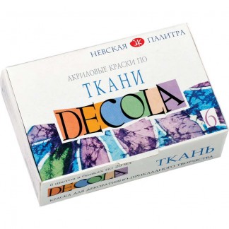 Акрилові фарби по тканині Decola, набір 6 кольорів 20 мл