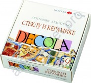 Набор красок акриловых по стеклу и керамике Decola