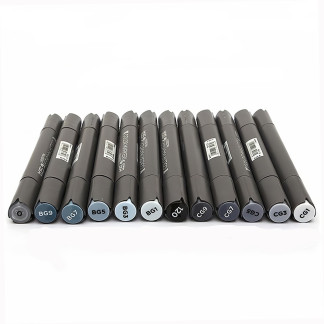 Эскиз-маркеры "STA" серых тонов 12 штук