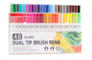 Набір двосторонніх маркерів FineLiner / Brush Markers Pens 48 кольорів