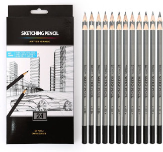 Набор профессиональных карандашей для рисования WORISON 14B - 9H / 24 карандаша